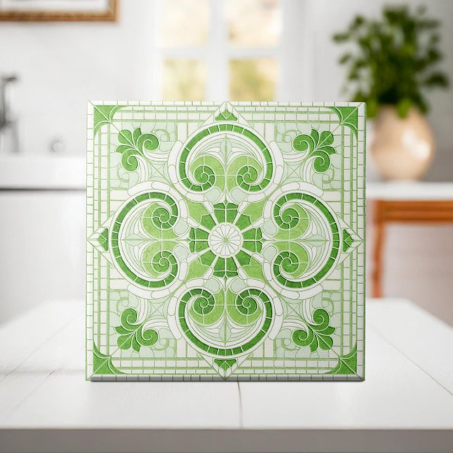 Oriental Blommigt Mosaic Ornament Kakelplatta (Skapare uppladdad)