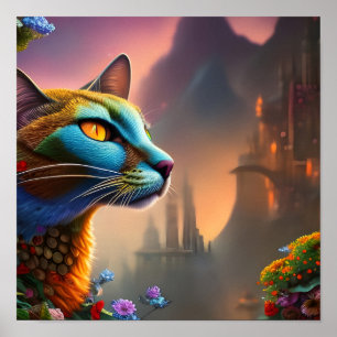 Oriental blue calico vild katt, Dystopian Poster