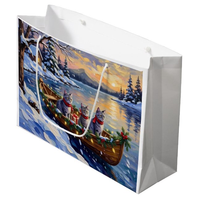 Oriental Blue Cat Christmas Boat Holiday (Framsidan Vinklad)