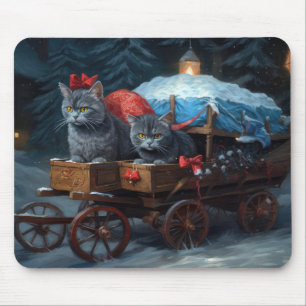 Oriental Blue Cat Snowy Sleigh-juldekretet Musmatta