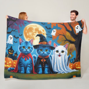 Oriental Blue Cats Pumpkin Halloween Funny Fleecefilt
