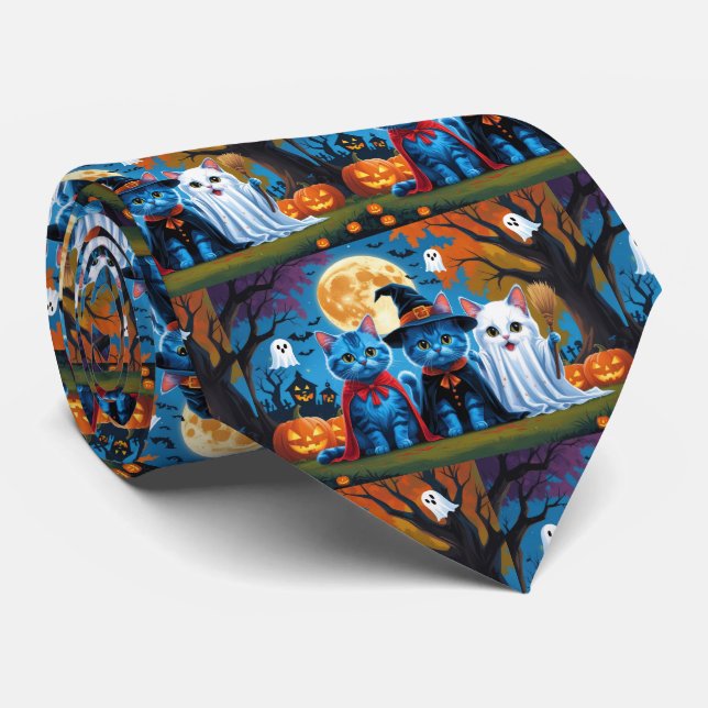 Oriental Blue Cats Pumpkin Halloween Funny Slips (Rullad)