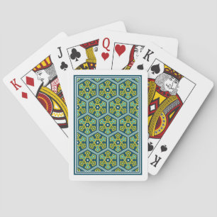 Oriental Blue Gult Grönt Ottoman Turkisk exagon Casinokort