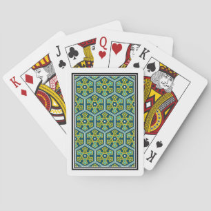 Oriental Blue Gult Grönt Ottoman Turkisk exagon Casinokort