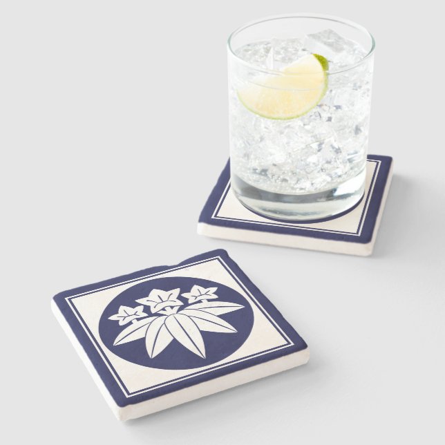 Oriental Blue Kamakura Minamoto Japan Mon Art Stenunderlägg (Sidan)