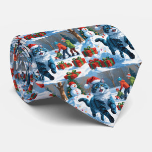 Oriental Blue Katt som sitter i snö Julhatt Slips