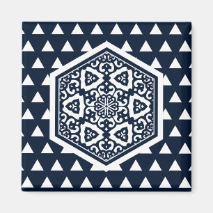 Oriental Blue Ottoman Turkisk Tracery Vector Art Magnet