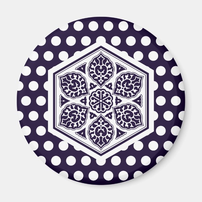 Oriental Blue Turette Geometric Art Magnet (Framsidan)
