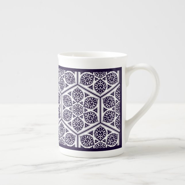 Oriental Blue Turkental Rosette Geometric Vector A Benporslin Mugg (Höger)