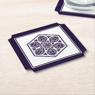 Oriental Blue Turkental Rosette Geometric Vector A Underlägg Papper