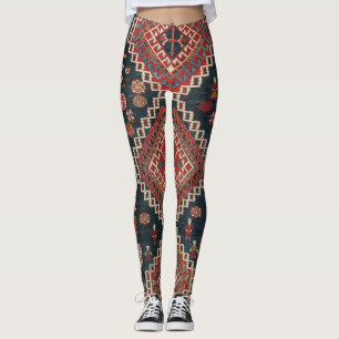 Oriental Blue Tursian Persian Karbistan Carpet Leggings