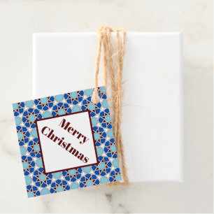 Oriental Blue White Moroccan Geometric Mönster Gåvor Etiketter