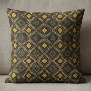 Oriental Bohemian Moroccan Black och Guld Mönster Tyg