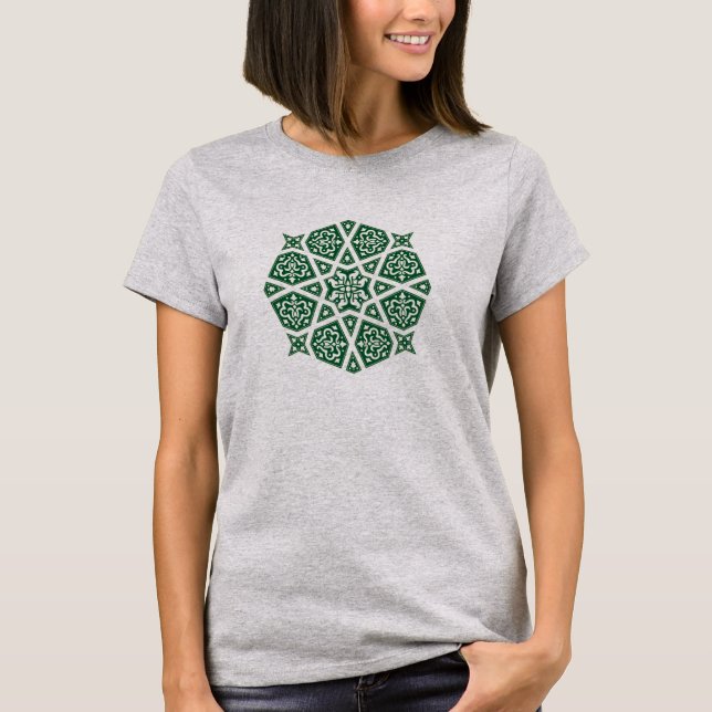 Oriental Brown Grönt Arabiska Egyptenen Geometric  T Shirt (Framsida)