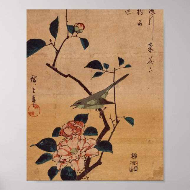 Oriental Camellia and Warbler Poster (Framsidan)