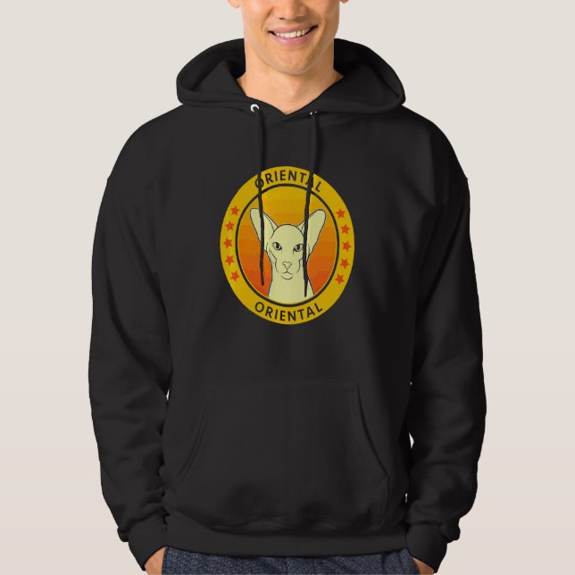 Oriental Cat Porträtt Hoodie (Framsida)