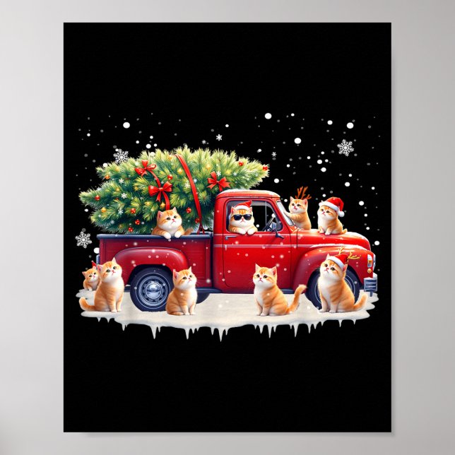Oriental Cat Red Truck Christmas Tree Santa Ugly X Poster (Framsidan)