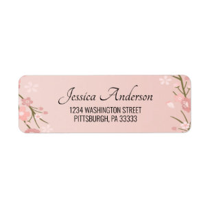 Oriental Cherry Blommar Mailing Adress Returadress Etikett
