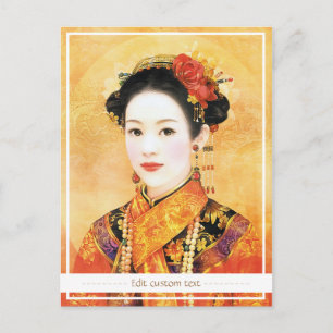 Oriental chinese dam vibrerar vackert porträtt vykort