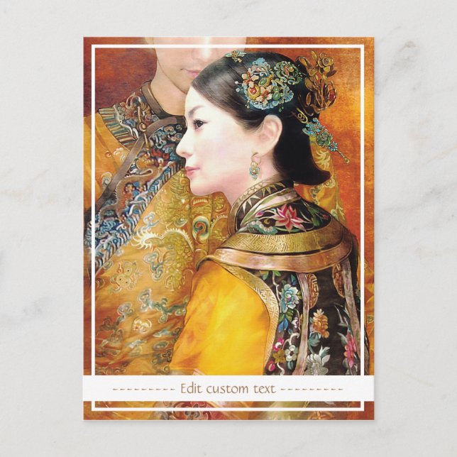 Oriental chinese dam vibrerar vackert porträtt vykort (Framsida)