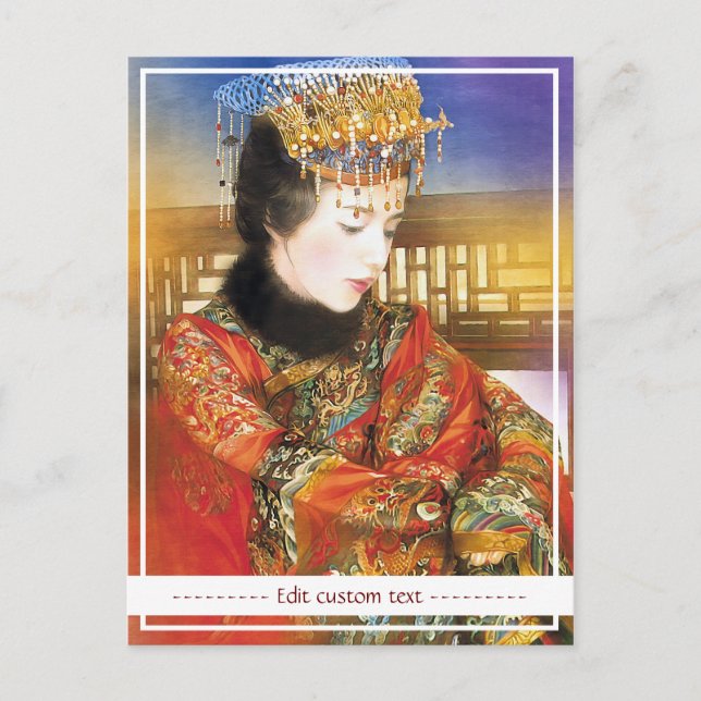 Oriental chinese dam vibrerar vackert porträtt vykort (Framsida)