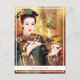 Oriental chinese dam vibrerar vackert porträtt vykort