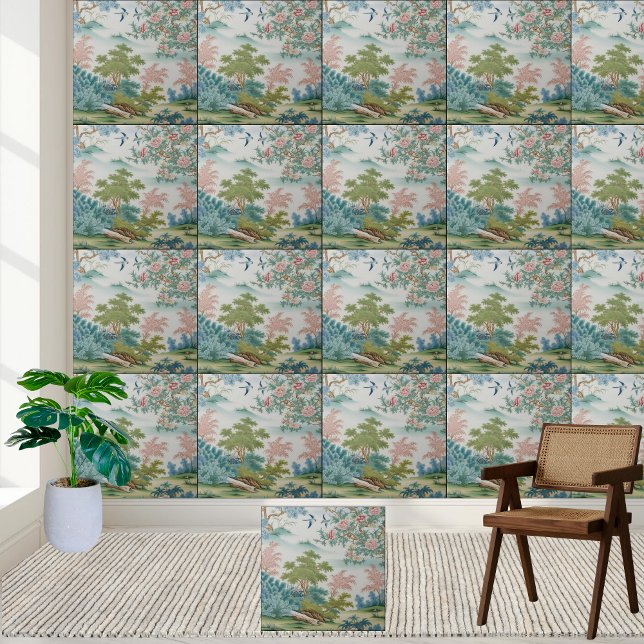 Oriental Chinoiserie Wall Tile Kakelplatta (Oriental Chinoiserie Wall Tile)