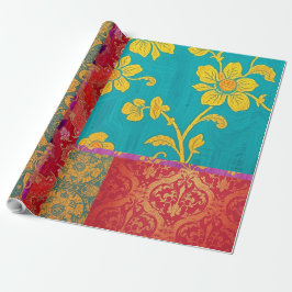 ORIENTAL Colorful Grönt Red - Wrapping Papper Presentpapper