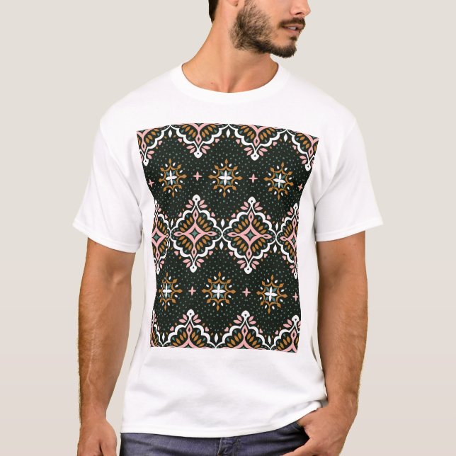 Oriental Damask: Talavera Vintage Elegance T Shirt (Framsida)