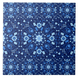Oriental Damask Tile Shades of blue Kakelplatta