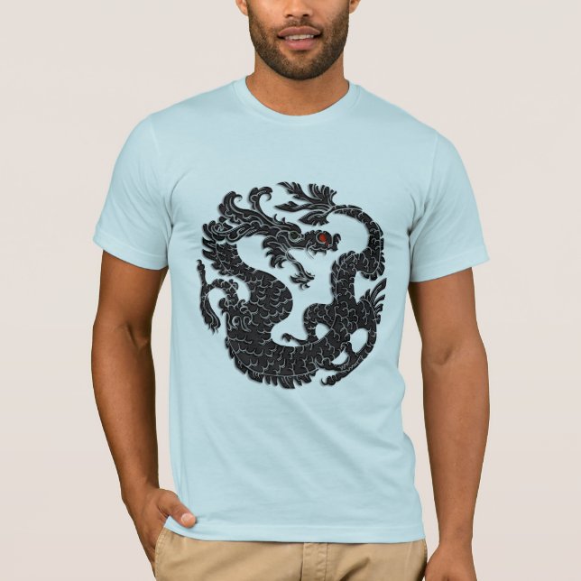 Oriental Dragon Black Tee Shirt (Framsida)