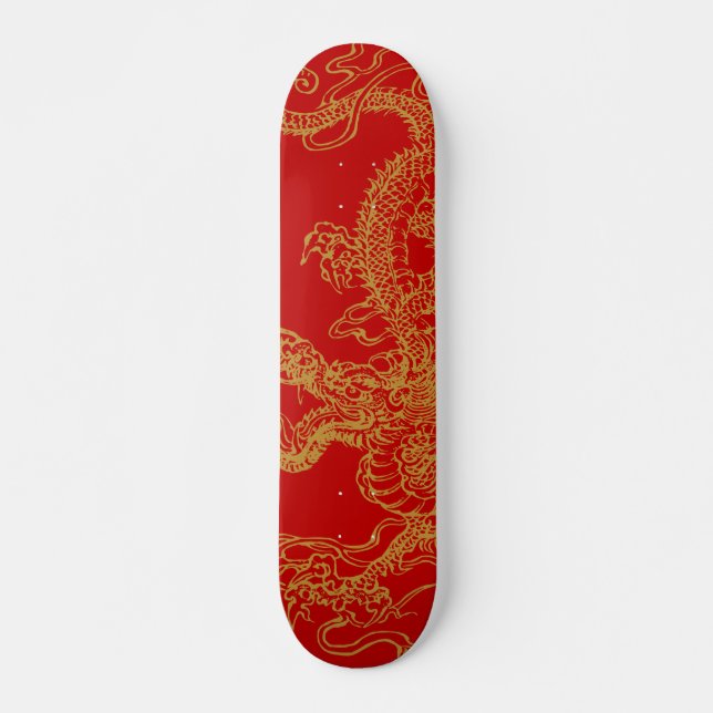 Oriental drake illustration mini skateboard bräda 18,5 cm (Framsida)