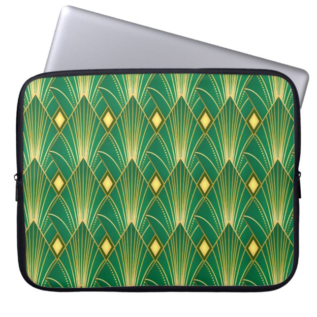 Oriental Elegance: Art Deco Tapet Laptop Fodral (Framsidan)