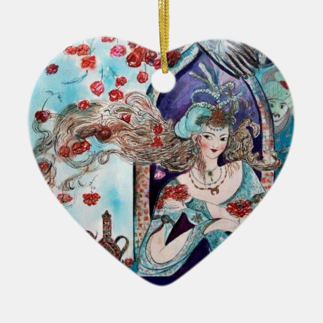 ORIENTAL FAIRY TALE Blue Sapphire Heart Julgransprydnad Keramik (Framsidan)