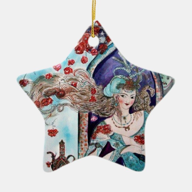 ORIENTAL FAIRY TALE Blue Sapphire Star Julgransprydnad Keramik (Framsidan)