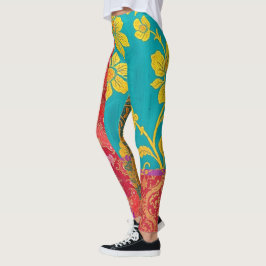 ORIENTAL Färgglada Grön Röd - Leggings 