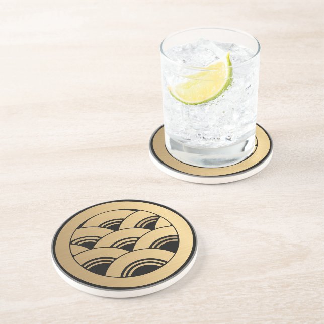 Oriental Faux Golden Vågar japansk Kamon Underlägg (Sidan)