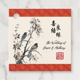 Oriental flower birds Chinese wedding Gåvor Etiketter