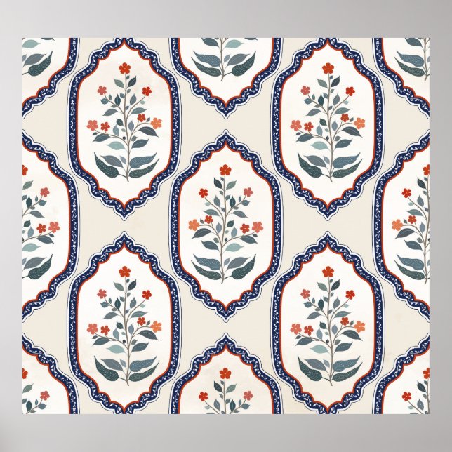 Oriental Flower Grenar: Kalamkari Indian. Poster (Framsidan)