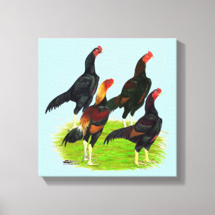 Oriental Game Fowl-kvartetten Canvastryck