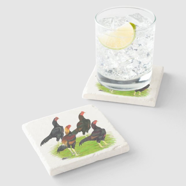 Oriental Game Fowl-kvartetten Stenunderlägg (Sidan)