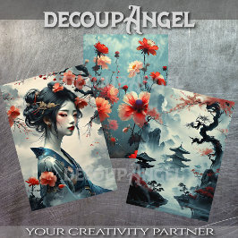 Oriental Girl Elegance - Decoupage-
