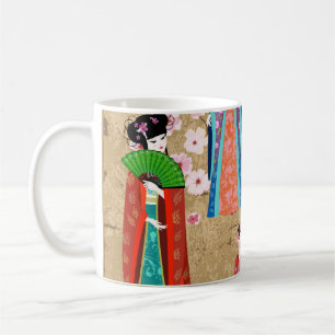 Oriental girl in retro costumejapanese, chinese, a kaffemugg