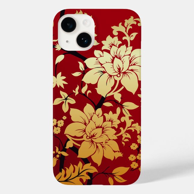 Oriental Golden Flowers on Red (Baksida)