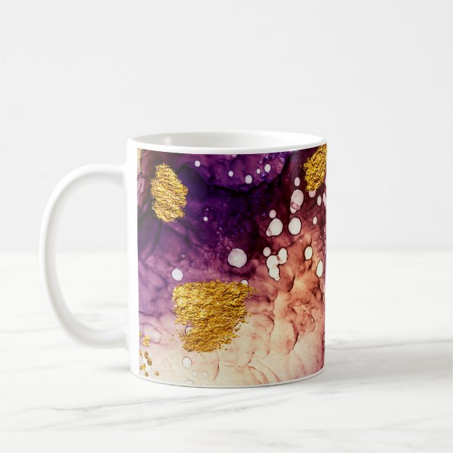 Oriental Golden Swirls Abstrakt Painting Kaffemugg (Vänster)