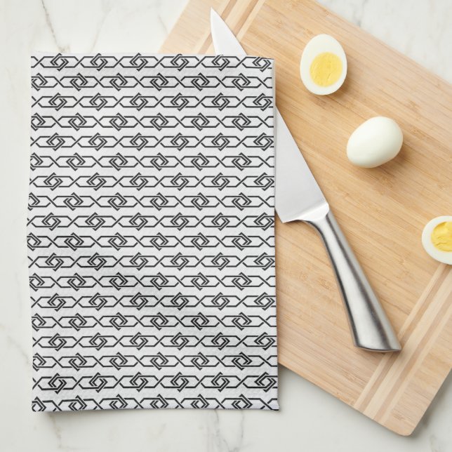 Oriental Grått White Japan Yukata Geometric Mönste Kökshandduk (Vikt i Fjärdedel)