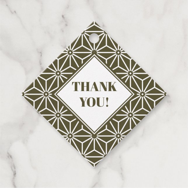 Oriental Grönt Matsuba Asanoha Japan Mönster Gåvor Etiketter (Framsida)