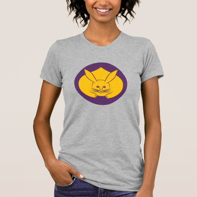 Oriental Gult Lila Japan Rabbit Mon Kamon Art T Shirt (Framsida)