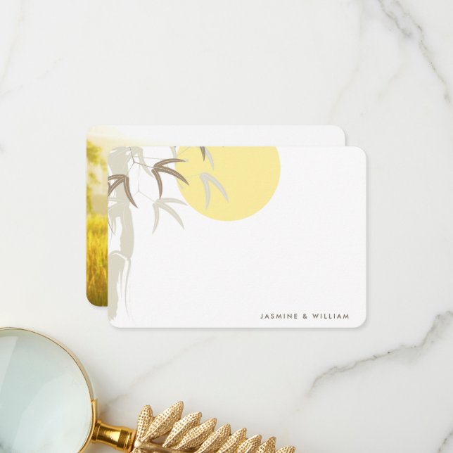 Oriental Gult Sunrise Bamboo Bröllop Tack (Fram/Back In Situ)