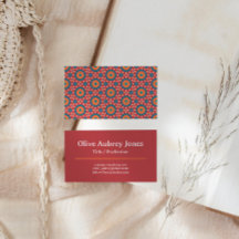 Oriental Inspired Mönster Red Orange Affärskort